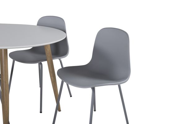 Imagine Vă rugăm să traduceți complet Plaza Runt Matbord - Ek-Look / Vit - ø100*H75 + Arctic Dining Chair - Grey Legs - Grey Plastic _4