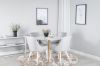 Imagine Vă rugăm să traduceți complet Plaza Runt Matbord - Ek-Look / Vit - ø100*H75 +Plaza Dining chair - White legs - Light Grey Fabric _4