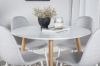 Imagine Plaza Runt Matbord - Ek-Look / Vit - ø100*H75 +Polar Dining Chair - White Legs - Light Grey Fabric _4