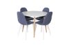 Imagine Plaza Runt Matbord - Ek-Look / Vit - ø100*H75 + Polar Dining Chair - White Legs - Blue Fabric _4