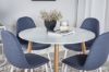 Imagine Plaza Runt Matbord - Ek-Look / Vit - ø100*H75 + Polar Dining Chair - White Legs - Blue Fabric _4