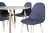 Imagine Plaza Runt Matbord - Ek-Look / Vit - ø100*H75 + Polar Dining Chair - White Legs - Blue Fabric _4