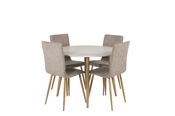 Imagine Plaza Runt Matbord - Ek-Look / Vit - ø100*H75 + Windu Lyx Dining Chair - Oak-Look / Light Grey _4