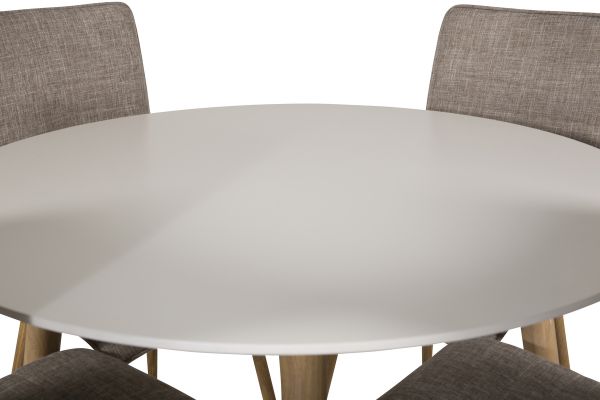 Imagine Plaza Runt Matbord - Ek-Look / Vit - ø100*H75 + Windu Lyx Dining Chair - Oak-Look / Light Grey _4