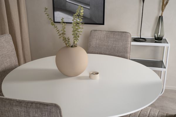 Imagine Plaza Runt Matbord - Ek-Look / Vit - ø100*H75 + Windu Lyx Dining Chair - Oak-Look / Light Grey _4