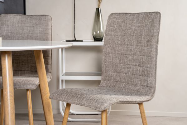 Imagine Plaza Runt Matbord - Ek-Look / Vit - ø100*H75 + Windu Lyx Dining Chair - Oak-Look / Light Grey _4