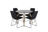 Imagine Plaza Runt Matbord - Ek-Look / Svart - ø100*H75 +Muce Dining Chair - Black Legs - Black Fabric _4