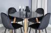 Imagine Plaza Runt Matbord - Ek-Look / Negru - ø100*H75 + Polar Scaun de dining - Picioare negre / Catifea neagra _4