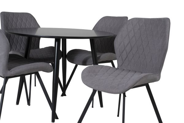 Imagine Vă rugăm să traduceți complet Plaza Runt Matbord - Svart / Svart - ø100*H75 +Gemma Dining Chair - Black Legs - Grey Fabric _4