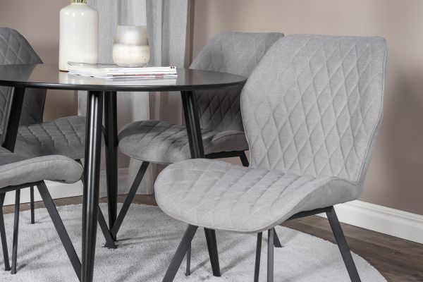 Imagine Vă rugăm să traduceți complet Plaza Runt Matbord - Svart / Svart - ø100*H75 +Gemma Dining Chair - Black Legs - Grey Fabric _4