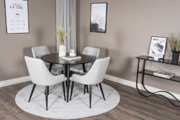 Imagine Vă rugăm să traduceți complet:

Plaza Runt Matbord - Negru / Negru - ø100*H75 +Plaza Dining chair - Picioare negre - Țesătură gri deschis _4