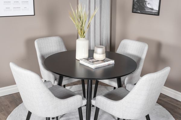 Imagine Vă rugăm să traduceți complet:

Plaza Runt Matbord - Negru / Negru - ø100*H75 +Plaza Dining chair - Picioare negre - Țesătură gri deschis _4