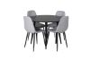 Imagine Plaza Runt Matbord - Svart / Svart - ø100*H75 +Polar Diamond Dining Chair - Black Legs - Grey Fabric _4