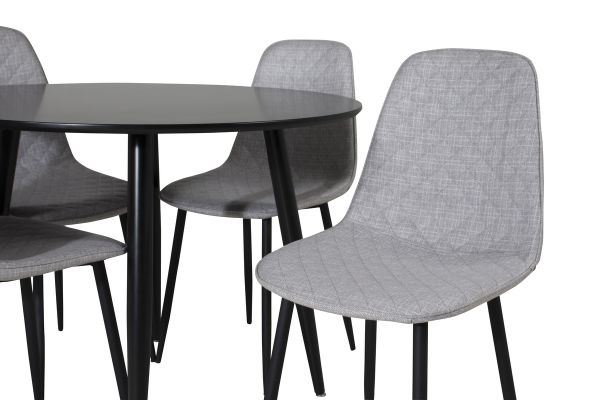 Imagine Plaza Runt Matbord - Svart / Svart - ø100*H75 +Polar Diamond Dining Chair - Black Legs - Grey Fabric _4