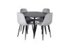 Imagine Plaza Runt Matbord - Svart / Svart - ø100*H75 +Polar Diamond Dining Chair - Black Legs - Grey Velvet _4