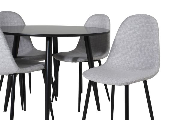 Imagine Plaza Runt Matbord - Svart / Svart - ø100*H75 +Polar Dining Chair - Black Legs - Light Grey Fabric _4