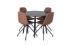 Imagine Plaza Runt Matbord - Svart / Svart - ø100*H75 +Polar Dining Chair with Spin function - black Legs - Brown PU - White Stitches _4