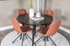 Imagine Plaza Runt Matbord - Svart / Svart - ø100*H75 +Polar Dining Chair with Spin function - black Legs - Brown PU - White Stitches _4