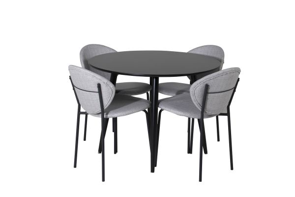 Imagine Plaza Runt Matbord - Svart / Svart - ø100*H75 +Vault Dining Chair - Black Legs - Grey Fabric _4