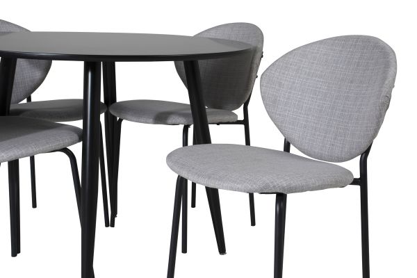 Imagine Plaza Runt Matbord - Svart / Svart - ø100*H75 +Vault Dining Chair - Black Legs - Grey Fabric _4