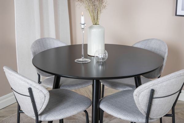 Imagine Plaza Runt Matbord - Svart / Svart - ø100*H75 +Vault Dining Chair - Black Legs - Grey Fabric _4