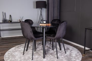 Imagine Vă rugăm să traduceți complet Plaza Runt Matbord - Negru / Negru - ø100*H75 + Scandinavian Dining Chair - Picioare Negre / Catifea Neagră _4