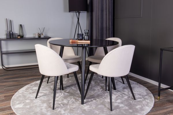 Imagine Plaza Runt Matbord - Negru / Negru - ø100*H75 + Velvet Dining Chair - Picioare Negre / Catifea Bej _4