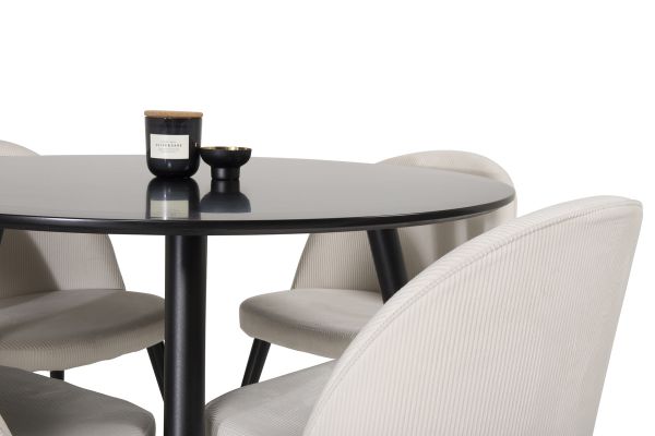 Imagine Plaza Runt Matbord - Negru / Negru - ø100*H75 + Velvet Dining Chair - Picioare Negre / Catifea Bej _4