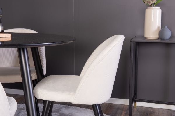 Imagine Plaza Runt Matbord - Negru / Negru - ø100*H75 + Velvet Dining Chair - Picioare Negre / Catifea Bej _4