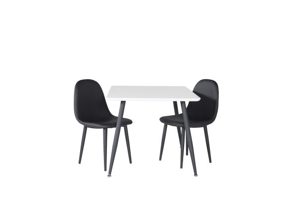 Imagine Masa de Dining Polar 80 * 60 XXS - Alb / Negru + Scaun de dining Polar XXS - Negru PU _2