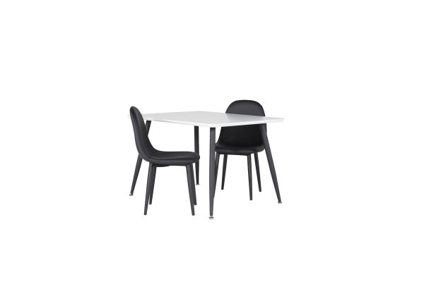 Imagine Masa de Dining Polar 80 * 60 XXS - Alb / Negru + Scaun de dining Polar XXS - Negru PU _2