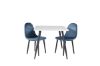 Imagine Masa de dining Polar 80*60 XXS - Alb / Negru + Scaun de dining Polar XXS - Catifea Albastra _2