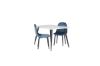 Imagine Masa de dining Polar 80*60 XXS - Alb / Negru + Scaun de dining Polar XXS - Catifea Albastra _2