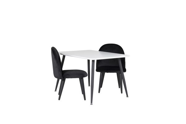 Imagine Masa de dining Polar 80*60 XXS - Alb / Negru + Scaun de dining de catifea XXS - Negru _2