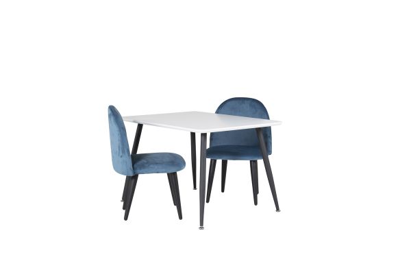 Imagine Masa de dining Polar 80*60 XXS - alb / negru + scaun de dining Velvet XXS - catifea albastru _2