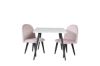 Imagine Masa de dining Polar 80*60 XXS - Alb / Negru + Scaun de dining din catifea XXS - Roz