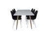 Imagine Masa de dining Polar - Ek-Look / Alb- 180*90*H75 + Scaun de dining Polar - Picioare albe - Material negru _6