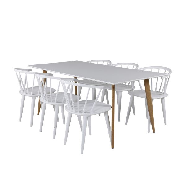 Imagine Masa de dining Polar - Ek-Look / Alb - 180*90*H75 + Scaun de dining Bullerbyn - Alb _6