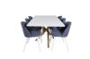 Imagine Masa de dining Piazza - look nordic / alb - 180*90*75 + scaun de dining Velvet - picioare albe - material albastru _6