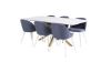 Imagine Masa de dining Piazza - look nordic / alb - 180*90*75 + scaun de dining Velvet - picioare albe - material albastru _6