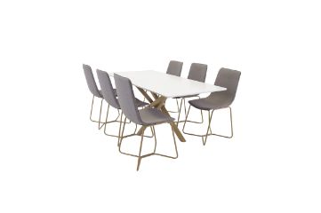 Imagine Piazza Matbord - Ek-look / Vit - 180*90*75 +X-Chair - Grey / Oak _6