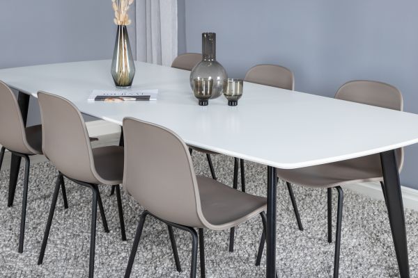 Imagine Masa de dining Polar Elips - Negru / Alb - 240*100*H75 + Scaun de dining Arctic - Picioare negre - Plastic khaki _6