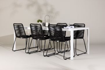 Imagine Masa de dining Break - Alb / Alb Aintwood + Scaun empilabil Lindos - Negru Alu / Negru Sfoara _6