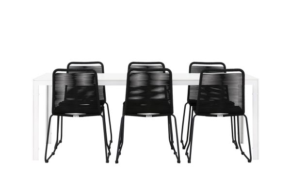 Imagine Masa de dining Break - Alb / Alb Aintwood + Scaun empilabil Lindos - Negru Alu / Negru Sfoara _6