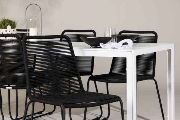 Imagine Masa de dining Break - Alb / Alb Aintwood + Scaun empilabil Lindos - Negru Alu / Negru Sfoara _6