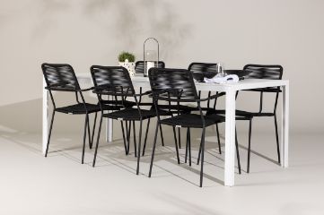 Imagine Masa de dining Break - Alb / White Aintwood + Scaun Lindos - Negru Alu / Black Rope _6