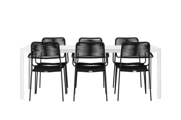 Imagine Masa de dining Break - Alb / White Aintwood + Scaun Lindos - Negru Alu / Black Rope _6