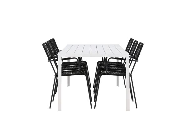 Imagine Masa de dining Break - Alb / White Aintwood + Scaun Lindos - Negru Alu / Black Rope _6