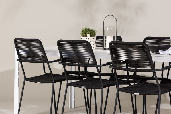 Imagine Masa de dining Break - Alb / White Aintwood + Scaun Lindos - Negru Alu / Black Rope _6