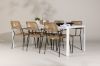 Imagine Masa de dining Break - Alb / Aintwood Alb + 6 scaune Lindos - Negru Alu / Sfoara Latte